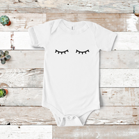 Onesie Organic Baby One Piece Short Sleeve Cute Trendy Minimal Bodysuit 0-12 Months - Sleepy Eyes