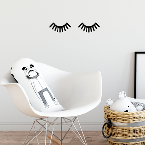 Small Children Baby Room Sleeping Eye Eyelashes Vinyl Wall Art Decal - 19" x 4" Decoration Vinyl Sticker