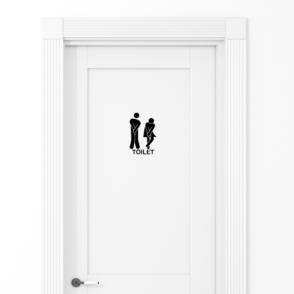 Unisex Bathroom Toilet Sign- Wall Art Decal - 5.1" x 8.6" - Bathroom Door Vinyl Sticker - Door Decals for Bathroom Decoration 660078084311