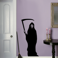 Vinyl Wall Art Decal - Grim Reaper - 40" x 19" - Fun Scary Halloween Seasonal Decoration Sticker - Day of The Dead Indoor Outdoor Wall Door Window Living Room Office Decor 660078119013