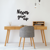 Never Give Up - 20" x 19" - Motivational Quote - Wall Art Decal  Life Quotes Wall Art - Over The Door Vinyl Sticker 660078088937