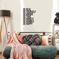 Be Real Be Yourself Be Unique Be Happy. -Inspirational Quote - Wall Art Decal - 31"x 23" - Motivational Life Quotes Vinyl Decal - Bedroom Wall Decoration - Living Room Wall Art Decor 660078089019