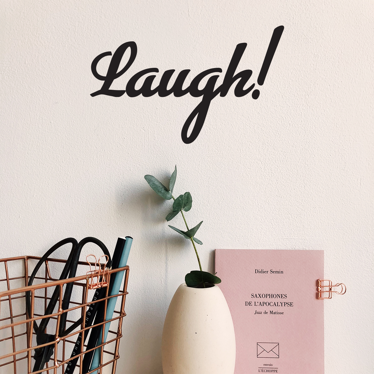 Laugh Inspirational Quote - Wall Art Decal - 8" x 12" Decoration Wall Art - Bedroom Living Room Wall Decor - Trendy Vinyl Stickers 660078089651