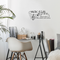 Music Is Life.. That's Why Our Hearts Have Beats Vinyl Wall Decal Sticker Art