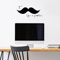 I Mustache You a Question - 22" x 10" - Cute and Funny Vinyl Wall Decal Sticker Art