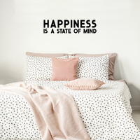 Vinyl Wall Art Decal - Happiness is A State of Mind - 10" x 40" - Motivational Quote Living Room Bedroom Home Office Business School Wall Decor Door Mural - Trendy Modern Wall Sticker Decals 660078115275