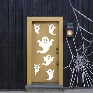 Set of 6 Vinyl Wall Art Decal - Ghosts - from 8.5" to 13" Each - Cute Fun Halloween Seasonal Decoration Sticker - Teens Adults Indoor Outdoor Wall Door Window Living Room Office Decor 660078120149