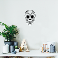 Vinyl Wall Art Decal - Day Of The Dead Skull - 21" x 15" - Sugar Skull Mexican Holiday Seasonal Sticker - Kids Teens Adults Indoor Outdoor Wall Door Window Living Room Office Decor (21" x 15", Black) 660078122433