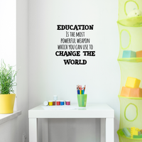 Education is The Most Powerful Weapon Which You Can Use to Change The World - 23" x 23" - Motivational Quote - Living Room Bedroom Home School Wall Decor Removable Sticker 660078115312