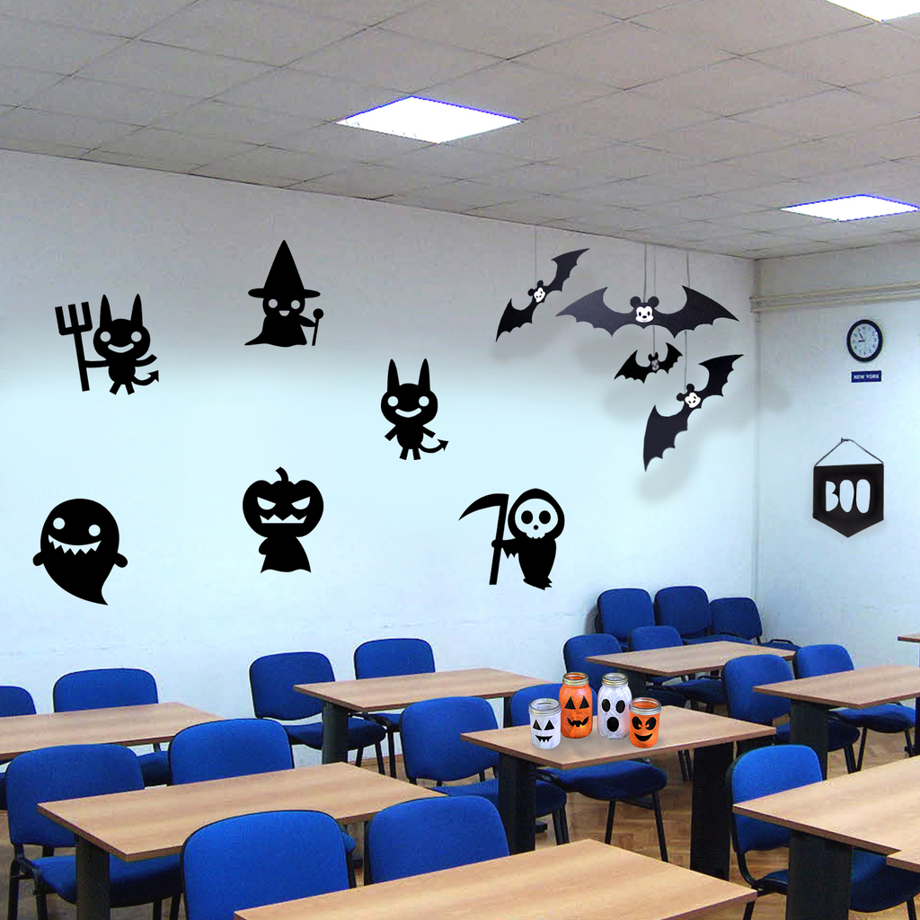 Set of 6 Vinyl Wall Art Decal - Halloween Characters - from 8.4" to 8.5" Each - Fun Halloween Seasonal Decoration Sticker - Indoor Outdoor Wall Door Window Living Room Office Decor 660078119723