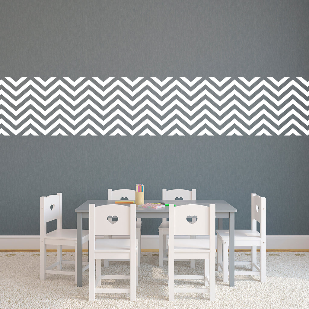Vinyl Wall Art Decals - Chevron Stripes - 22.5" x 45"- Cool Adhesive Sticker Pattern for Home Office Bedroom Nursery Living Room Apartment - Lifestyle Minimalist Chic Decor 660078116098