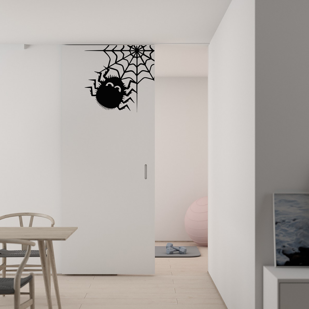 Vinyl Wall Art Decal - Big Spider and Web - 23" x 22" - Fun Halloween Seasonal Decoration Sticker - Kids Teens Adults Indoor Outdoor Wall Door Window Living Room Office Decor 660078119822