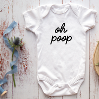 Onesie Organic Baby One Piece Short Sleeve Trendy Funny Minimal Bodysuit 0-12 Months - Oh Poop