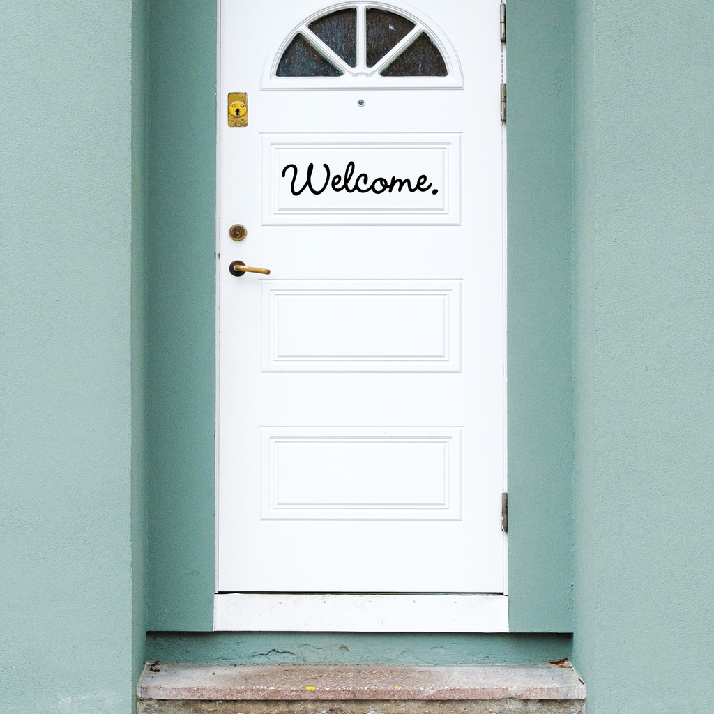 Welcome - 18" x 4" Cute Welcoming Decorative Front Door Vinyl Decal Sticker Art