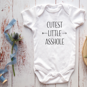 Onesie Organic Baby One Piece Short Sleeve Funny Trendy Sarcastic Minimal Bodysuit 0-12 Months - Cutest Little Asshole