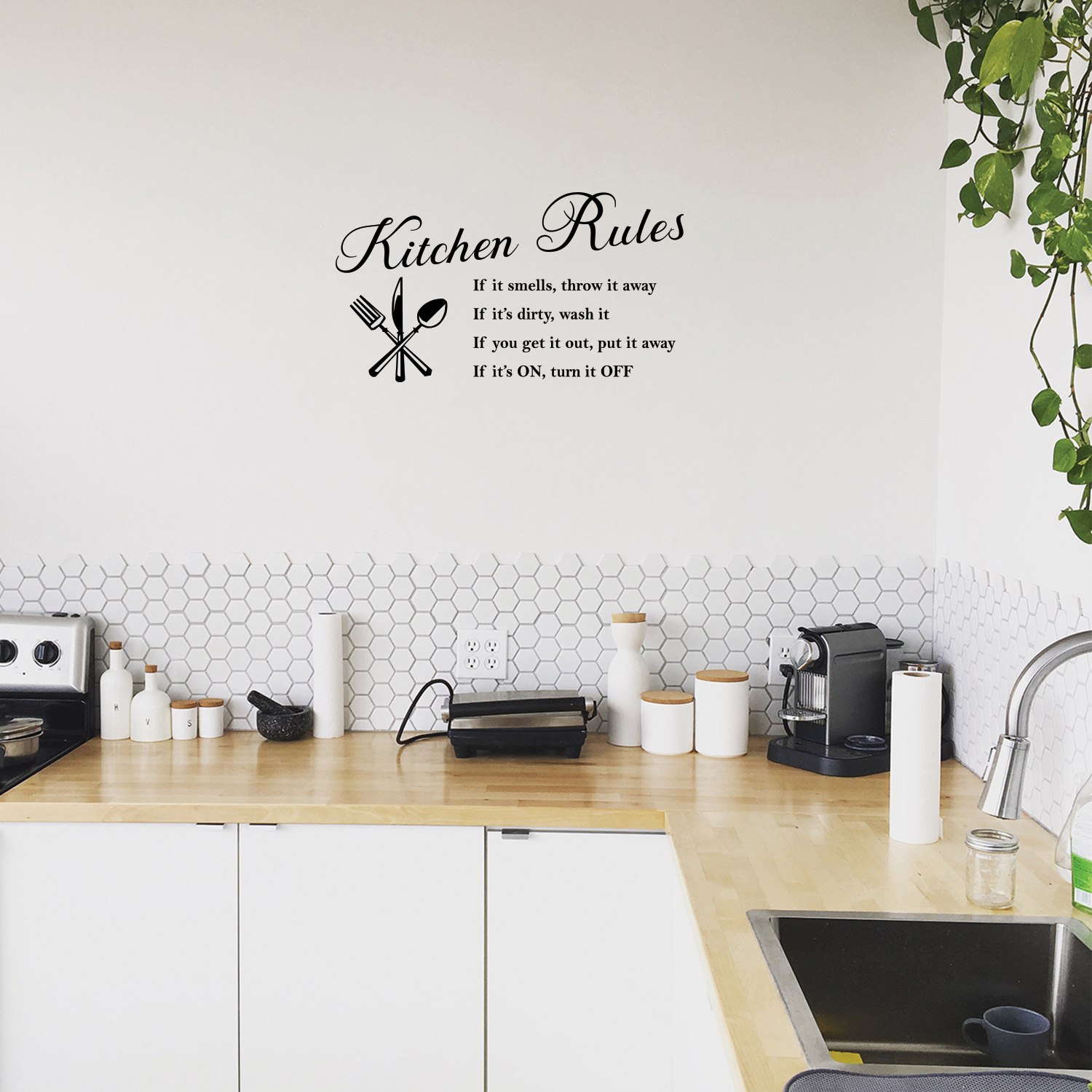 Kitchen Rules Word - 22" x 12" - Vinyl Wall Decal Art Decoration Sticker