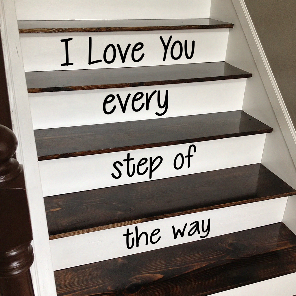 Vinyl Wall Art Decal - I Love You Every Step of The Way - from 4.1" to 18" Each - Love Quotes for Indoor Outdoor Stairs Stickers Decor for Family Home Stairway Decals 660078111697