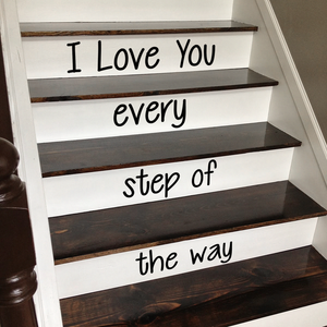 Vinyl Wall Art Decal - I Love You Every Step of The Way - from 4.1" to 18" Each - Love Quotes for Indoor Outdoor Stairs Stickers Decor for Family Home Stairway Decals 660078111697