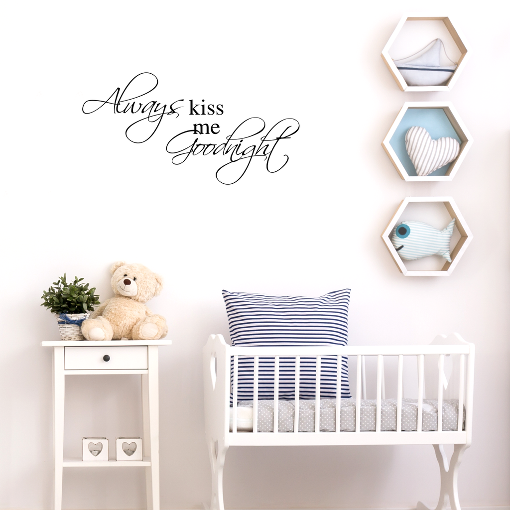 Printique Always kiss me Goodnight - 30" x 15" -  vinyl wall decal sticker art