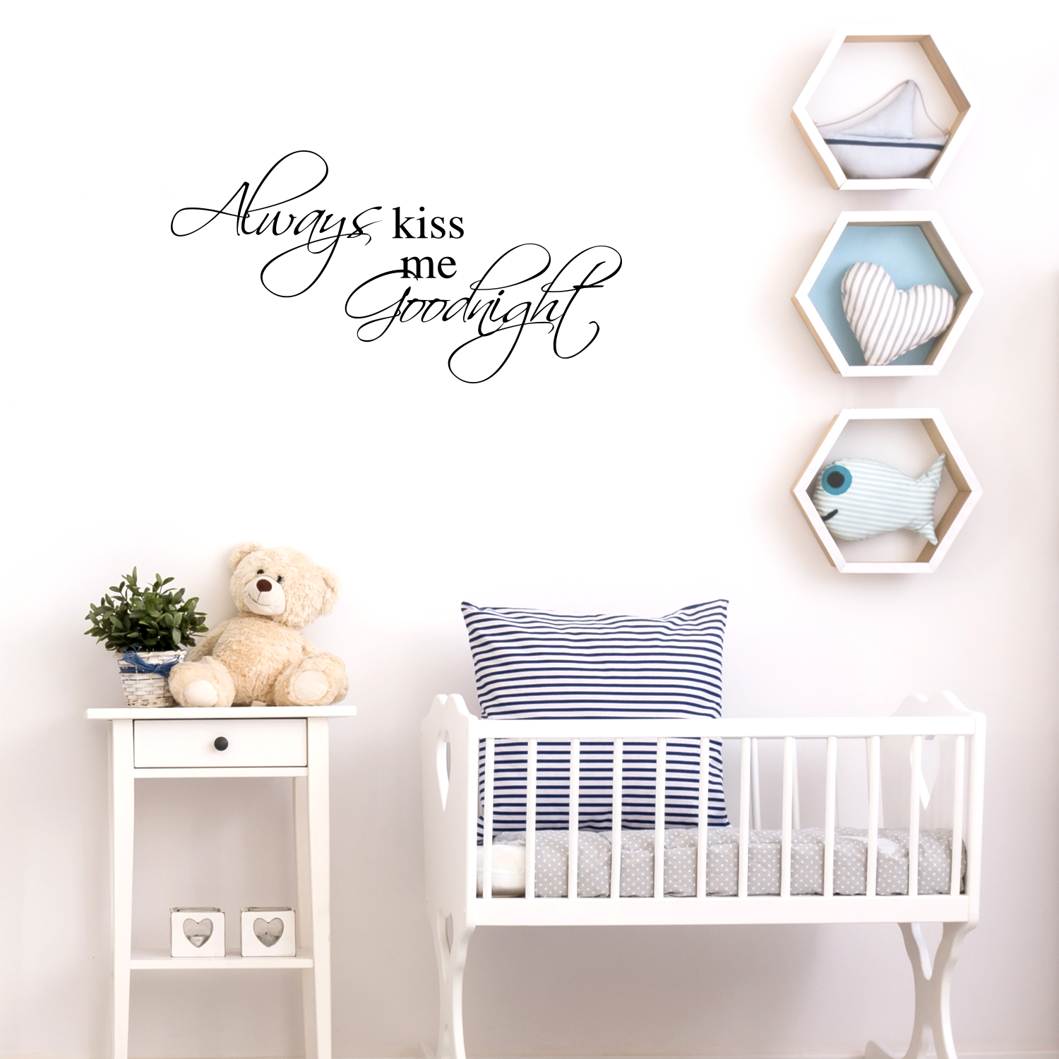 Printique Always kiss me Goodnight - 30" x 15" -  vinyl wall decal sticker art