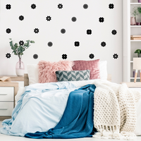 Set of 32 Vinyl Wall Art Decal - Variety of Flower Patterns - 3" x 3" Each - Bedroom Living Room Office Dorm Room Girly Wall Decoration - Cute Trendy Apartment Wall Decor 660078122204