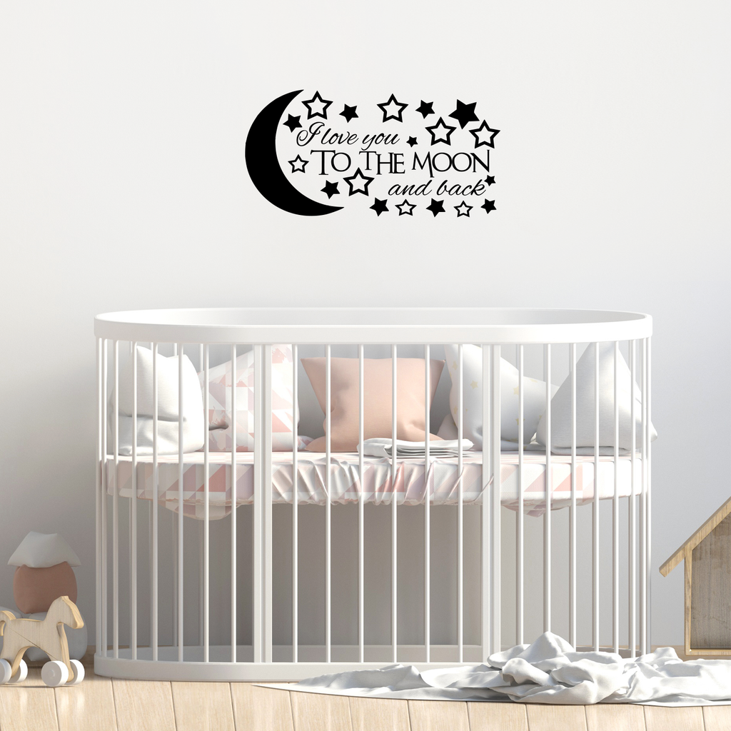 I love you to the moon and back - 22" x 11" - vinyl wall decal sticker art