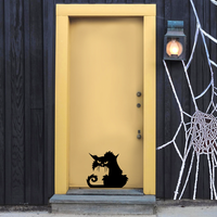 Vinyl Wall Art Decal - Angry Black Cat - 15" x 17" - Spooky Halloween Season Decoration Sticker - Trendy Kids Teens Adults Indoor Outdoor Wall Door Window Living Room Office Decor 660078120071