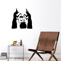 Vinyl Wall Art Decal - 2 Witches and Cauldron - 22.5" x 22.5" - Spooky Halloween Season Decoration Sticker - Trendy Kids Teens Adults Indoor Outdoor Wall Door Window Living Room Office Decor 660078120002