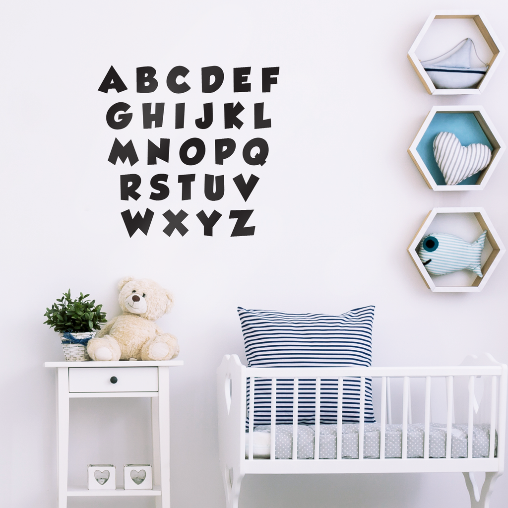 Set of Abc's Alphabet Letters - Educational Vinyl Wall Art Stickers - 3" x 3" Each Letter - Unisex Childrens Bedroom Decals - Preschool and Kindergarten Kids Educational Classroom Wall Art Decals