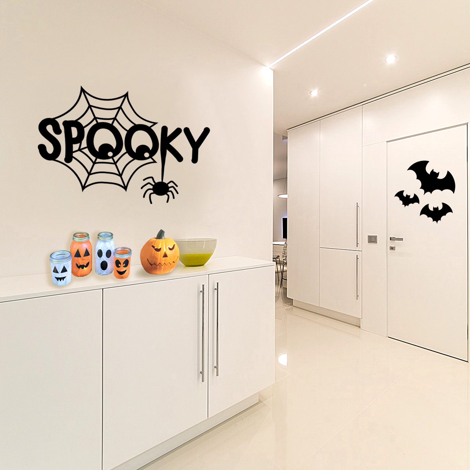 Vinyl Wall Art Decal - Spooky - 22" x 31" - Fun Spiderweb Eyes Halloween Seasonal Decoration Sticker - Teens Adults Indoor Outdoor Wall Door Window Living Room Office Decor 660078119204