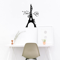 From Paris With Love Eiffel Tower Paris - 22" x 32" - Vinyl Wall Decal Sticker Art