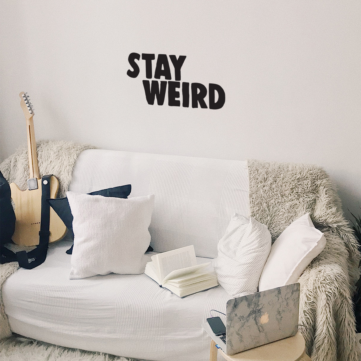 Stay Weird Inspirational Quote - Wall Art Decal 16" x 22" Decoration Vinyl Sticker - Life Quotes Wall Decal - Bedroom Living Room Vinyl Wall Art Stickers 660078089040