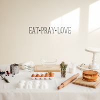 EAT, Pray, Love - Wall Art Vinyl Decal - 3" X 23" Decoration Vinyl Sticker - Inspirational Kitchen Dining Room Wall Decor - Trendy Wall Art - Motivational Kitchen Wall Art Decal 660078090107