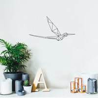 Vinyl Wall Art Decal - Geometric Hummingbird Side View - 12" x 23" - Stencil Adhesive Vinyl for Home Apartment Workplace Use - Geometric Shapes for Living Room Bedroom Decorations 660078106648