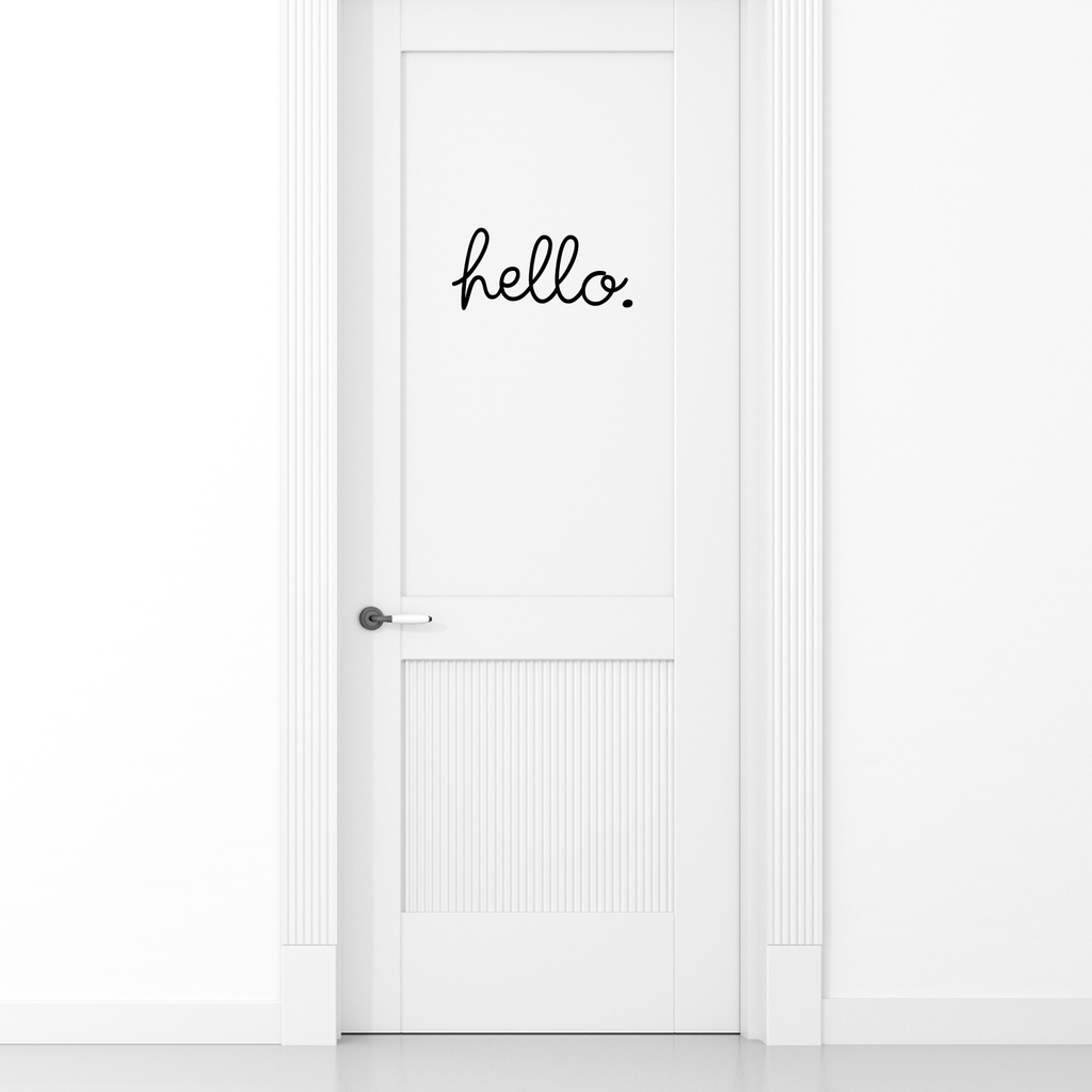 Hello.- 11" x 5" -  Cute Decorative Front Door Vinyl Decal Sticker Art