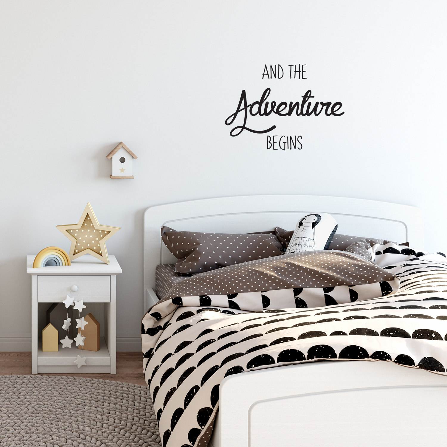 and The Adventure Begins - Inspirational Quotes Decor - Wall Art Decal 17" x 23" Decoration Wall Art - Bedroom Living Room Wall Decor - Trendy Vinyl Stickers 660078089668