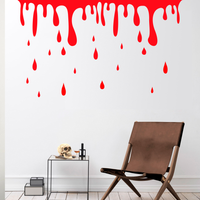 Vinyl Wall Art Decal - Blood Dripping - 46" x 79" - Fun Spooky Halloween Slime Decoration Sticker - Kids Teens Adults Indoor Outdoor Wall Door Window Living Room Office Decor (46" x 79", Red) 660078116265