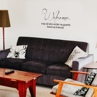 Welcome, May All Who Enter As Guests Leave As Friends - Inspirational Life Quotes Decor - Wall Art Decal 20" x 34" Decoration Wall Art - Living Room Wall Decor - Trendy Vinyl Stickers 660078091081