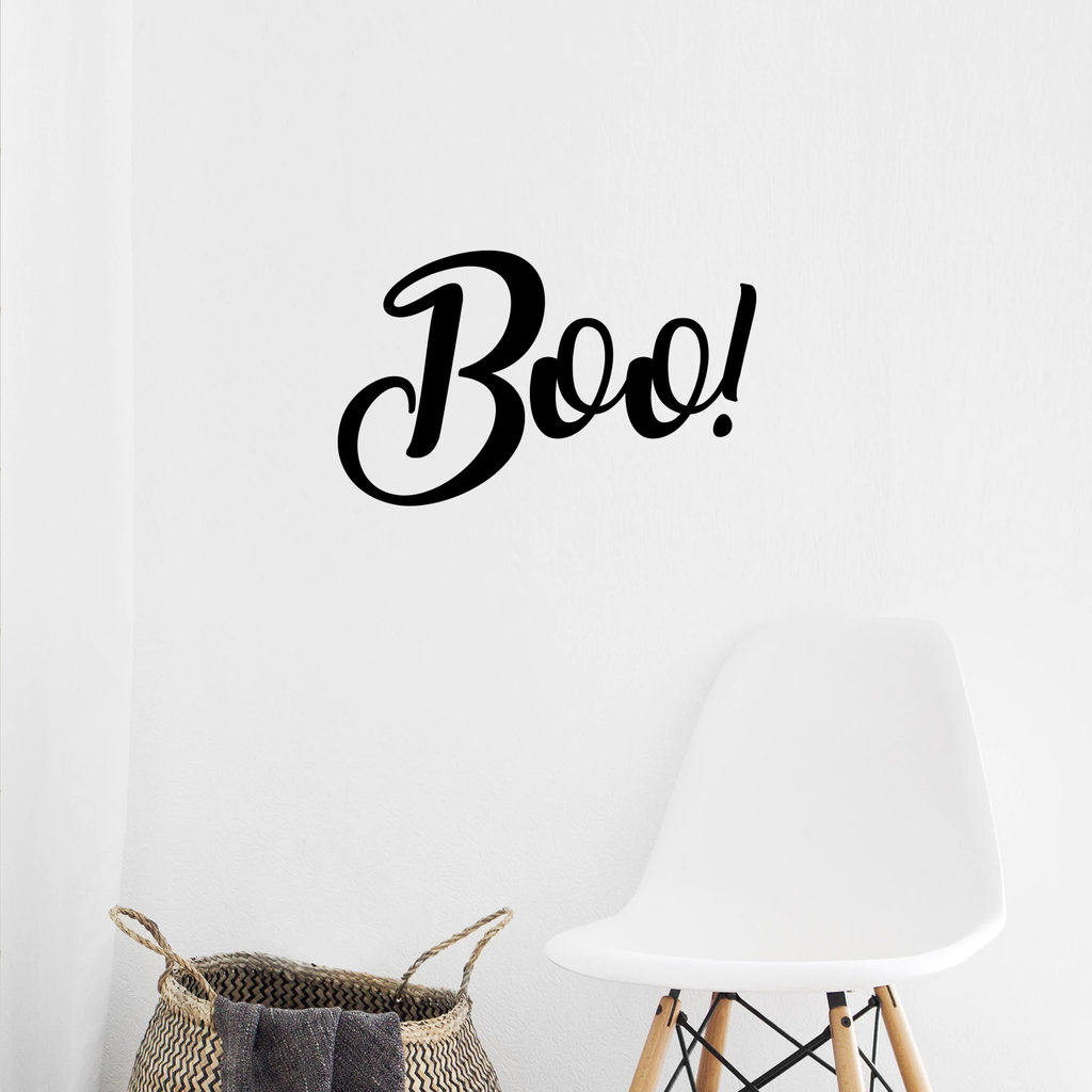 Vinyl Wall Art Decal - Boo - 11.5" x 19" - Fun Brush Lettering Halloween Seasonal Decoration Sticker - Teens Adults Indoor Outdoor Wall Door Window Living Room Office Decor 660078119617