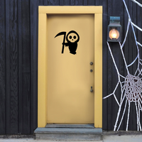 Vinyl Wall Art Decal - Cute Little Grim Reaper - 22" x 23" - Spooky Halloween Season Decoration Sticker - Trendy Indoor Outdoor Wall Door Window Living Room Office Decor 660078120026