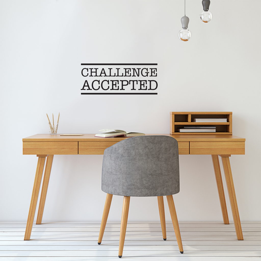 Challenge Accepted - Wall Art Vinyl Decal - 8" X 20" Decoration Vinyl Sticker - Motivational Wall Art Decor - Inspirational Quotes Peel Off Stickers - Trendy Wall Art 660078089347