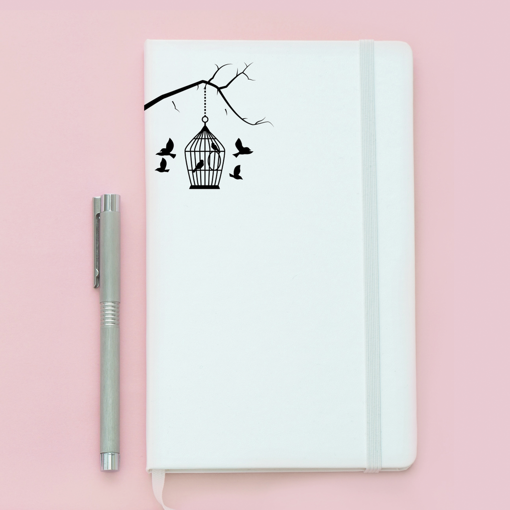 Tree Branch and Birdcage - 4.5" x 4.5" - Cute Animal Decor for Light Switch Window Mirror Luggage Car Bumper Laptop Computer Peel and Stick Skin Sticker Designs