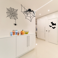 Vinyl Wall Art Decal - Spider and Spiderweb - 28" x 19" - Fun Spooky Halloween Seasonal Decoration Sticker - Cute Indoor Outdoor Wall Door Window Living Room Office Decor 660078119143