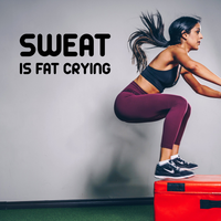 Sweat Is Fat Crying Gym - Wall Art Decal 13" x 28" - Motivational Fitness Quote Vinyl Decal - Gym Wall Decor 660078084007