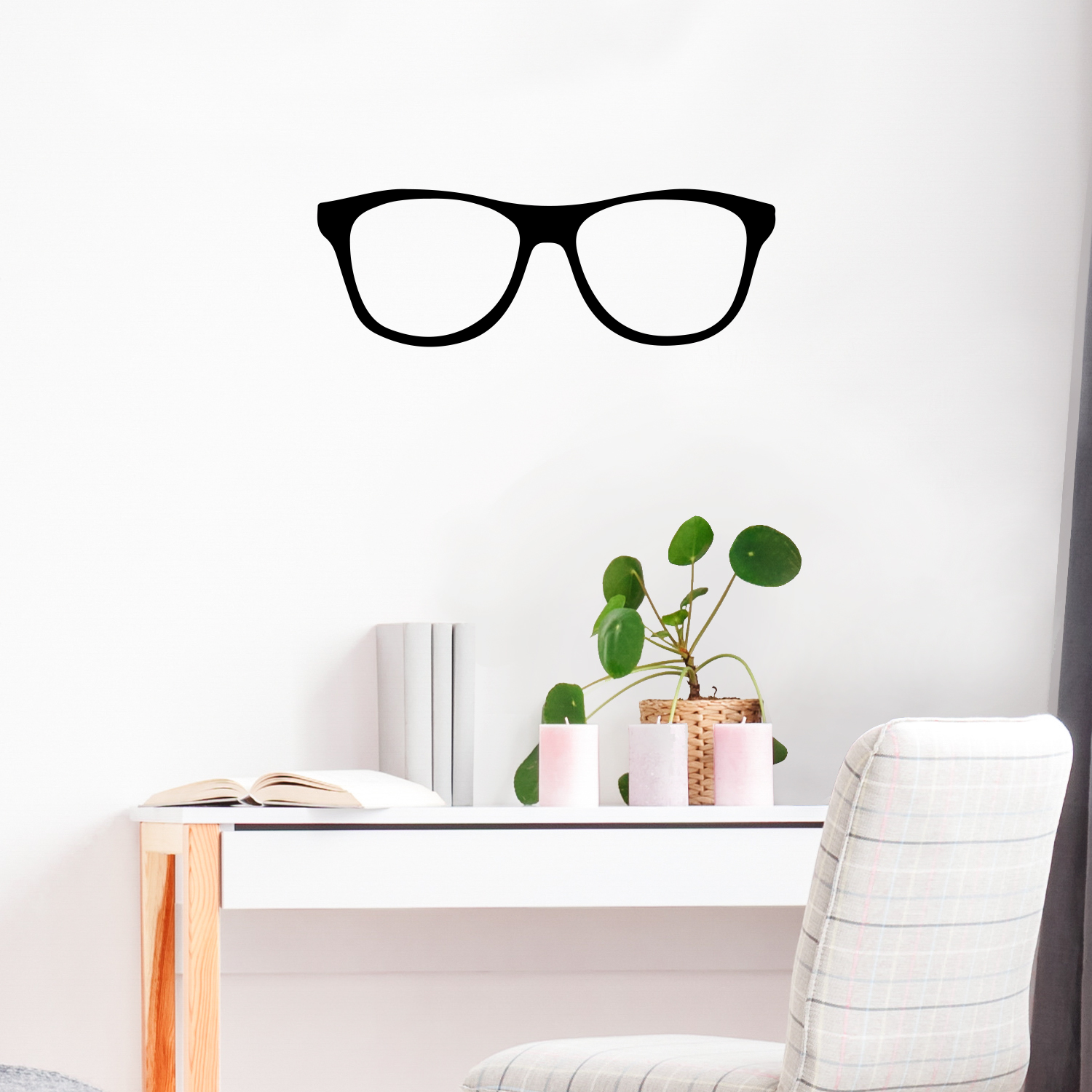Reading Glasses - 22" x 7.5" -  Wall Art Decal - Decoration Adhesive Vinyl Sticker - Office Wall Art Decor 660078084342