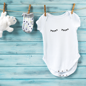 Onesie Organic Baby One Piece Short Sleeve Cute Trendy Minimal Bodysuit 0-12 Months - Sleepy Eyes