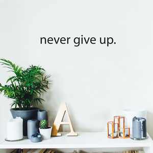 Never Give Up Motivational Quote - Wall Art Decal - 2" x 18" Decoration Sticker - Life Quote Decal - Over the Door Vinyl Sticker - Peel Off Vinyl Decals - 791769323515