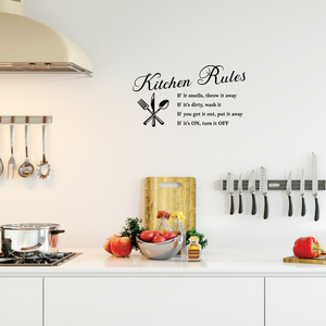 Kitchen Rules Word - 22" x 12" - Vinyl Wall Decal Art Decoration Sticker