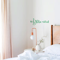 Vinyl Wall Art Decal - Be-You-Tiful - 6" x 15" - Trendy Women's Inspirational Decoration Quote - Motivational Home Apartment Door Window Living Room Bedroom Mirror Fashion Sticker