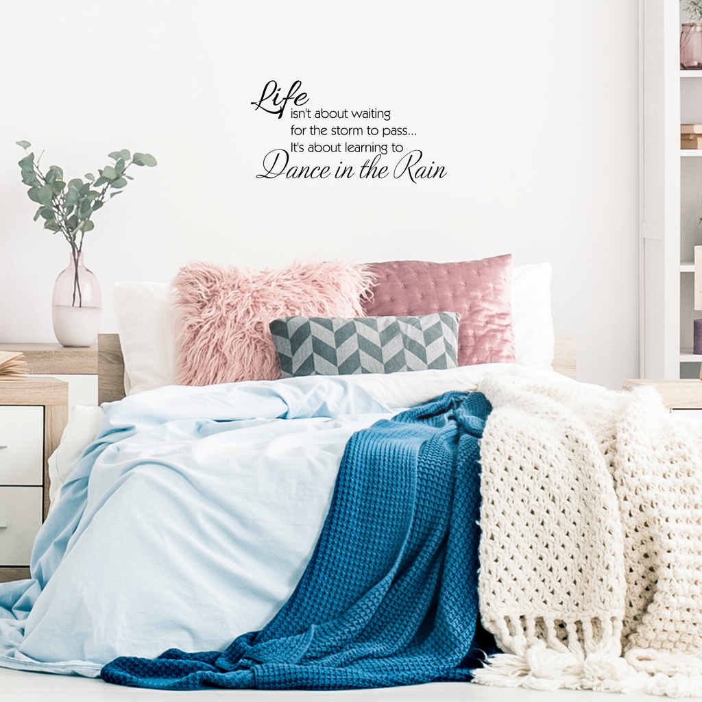 Life isn't about waiting for the storm to pass - SIZE IS 23" x 12"-  Vinyl Wall Decal
